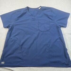 Wink INDY Women Navy Blue V-Neck Scrub Top Short Sleeve Size Large 1614